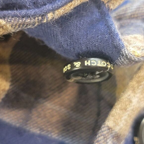Scotch and Soda Flannel Button Down Shirt Mens S Long Sleeve Blue Gold Plaid - Picture 8 of 14